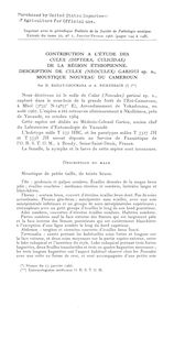 CONTRIBUTION A L ETUDE DES CULEX (DIPTERA, CULICIDAE) DE LA REGION  ETHIOPIENNE. DESCRIPTION DE CULEX
