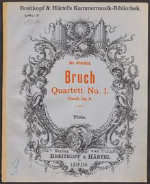 Partition viole de gambe, corde quatuor No.1, C minor, Bruch, Max par Max Bruch