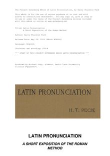 Latin Pronunciation - A Short Exposition of the Roman Method
