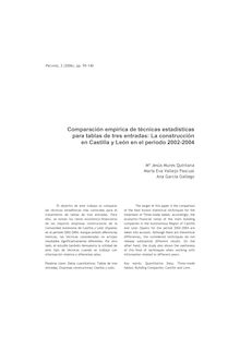 Comparación empírica de técnicas estadísticas para tablas de tres entradas: la construcción en Castilla y León en el período 2002-2004