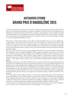 ANGOULEME 2015 : biographie de KATSUHIRO OTOMO