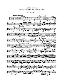 Partition violons II, Slavonic Rhapsodies, Slovanské rapsodie, Dvořák, Antonín par Antonín Dvořák