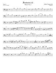 Partition viole de basse 1, basse clef, Fantasia pour 6 violes de gambe, RC 74