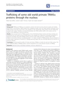 Trafficking of some old world primate TRIM5α proteins through the nucleus