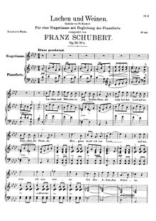 Partition complète, Original key, Lachen und Weinen, D.777 (Op.59, No.4) par Franz Schubert
