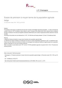 Essais de prévision à moyen terme de la population agricole belge - article ; n°1 ; vol.91, pg 95-102