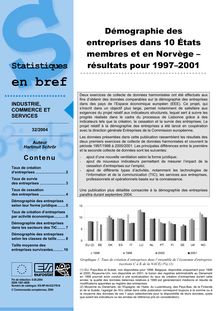 Démographie des entreprises dans 10 États membres et en Norvège - résultats pour 1997-2001