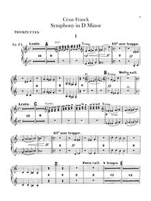 Partition trompettes 1, 2 (en F). Cornets 1, 2 (en B♭), Symphony en D Minor