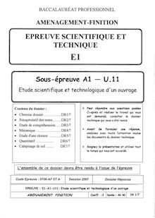 Bacpro amenagement etude scientifique et technologique d un ouvrage 2007