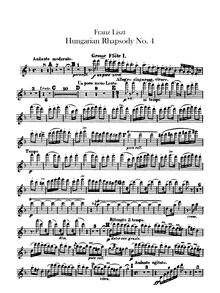 Partition flûte 1, 2, Piccolo, Hungarian Rhapsody No.12, C♯ minor
