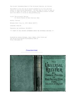 The Universal Reciter - 81 Choice Pieces of Rare Poetical Gems