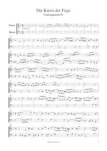 Partition ténor- et basse enregistrement , pour Art of pour Fugue par Johann Sebastian Bach