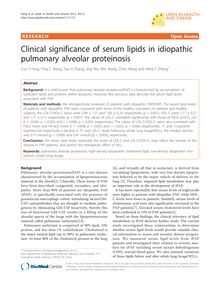 Clinical significance of serum lipids in idiopathic pulmonary alveolar proteinosis