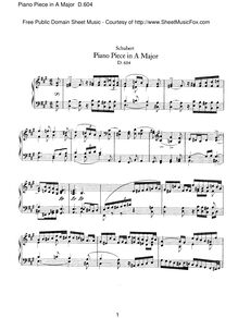 Partition complète, Andante en A major, Klavierstück, A major, Schubert, Franz par Franz Schubert