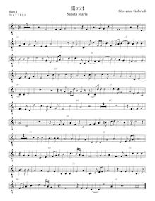 Partition viole de basse 1, octave aigu clef, Sancta Maria à 7, Gabrieli, Giovanni