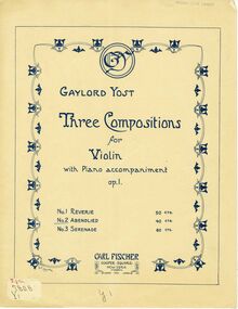 Partition , Abendlied, 3 Compositions pour violon, Yost, Gaylord