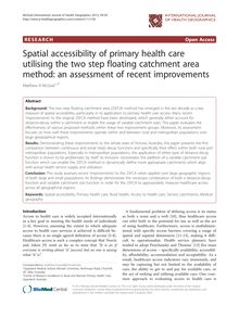 Spatial accessibility of primary health care utilising the two step floating catchment area method: an assessment of recent improvements