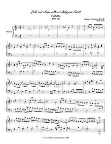 Partition Lob sei dem allmächtigen Gott - Fughetta, BWV 704, choral préludes