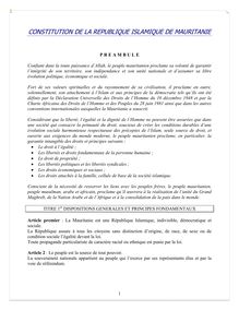 La Mauritanie - CONSTITUTION DE LA REPUBLIQUE ISLAMIQUE DE MAURITANIE