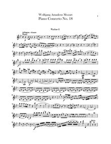 Partition violons I, Piano Concerto No.18, B♭ major, Mozart, Wolfgang Amadeus par Wolfgang Amadeus Mozart