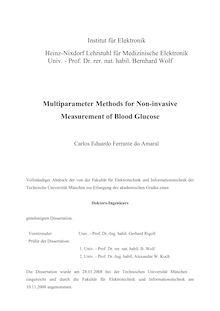 Multiparameter methods for non-invasive measurement of blood glucose [Elektronische Ressource] / Carlos Eduardo Ferrante do Amaral