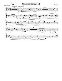 Partition No., clarinette 1 (en B♭ - transposed), Slavonic Dances