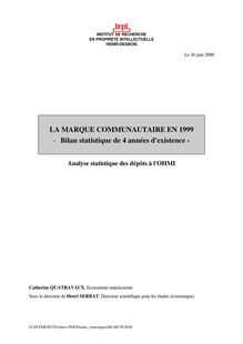 IRPI - La marque communautaire en 1999 - Bilan statistique de 4 années d existence