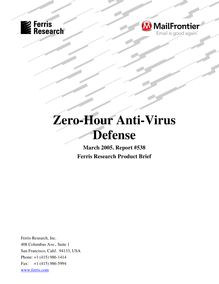 Zero-Hour Anti-Virus Defense