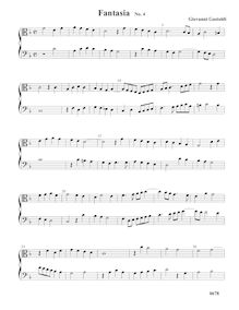 Partition Fantasia No.4 – partition complète, fantaisies pour 2 violes de gambe