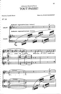 Partition complète (G minor: medium voix et piano), Tout passe!