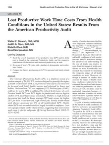 Stewart etal lost productive work time costs from health conditions in  the US  Results from the American