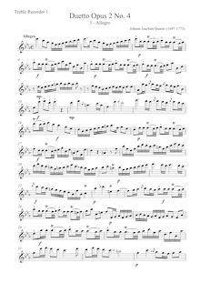 Partition aigu 1 , partie, 6 duos pour 2 flûtes, Op.2, Quantz, Johann Joachim par Johann Joachim Quantz