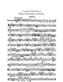 Partition basson, Orfeo ed Euridice, Orphée et Eurydice; Orpheus und Eurydike