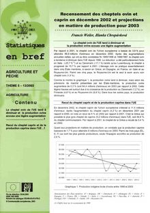 Recensement des cheptels ovin et caprin en décembre 2002 et projections en matière de production pour 2003