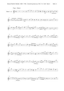Partition hautbois 1/2, Concerto Grosso en D minor, HWV 316, D minor par George Frideric Handel