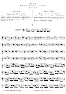 Partition Book 1 - Complete, School of violon Technique, Ševčík, Otakar