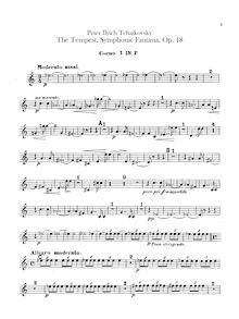 Partition cor 1, 2, 3, 4 (F), pour Tempest, Буря, F minor, Tchaikovsky, Pyotr