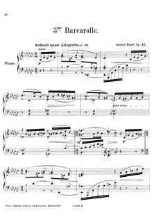 Partition complète (filter), Barcarolle No.3 en G-flat, Op.42