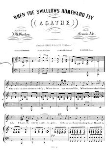 Partition , When pour Swallows Homeward Fly, 7 chansons aus dem Buche der Liebe, v. C. Herlosssohn. par Franz Abt