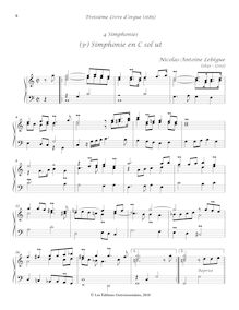 Partition (3e) Simphonie en C sol ut, Troisième Livre d Orgue, Lebègue, Nicolas