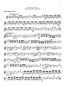 Partition clarinette 1, 2 (en A), Semiramide, Melodramma tragico in due atti