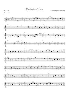 Partition ténor viole de gambe 2, octave aigu clef, fantaisies pour 5 violes de gambe par Eustache Du Caurroy