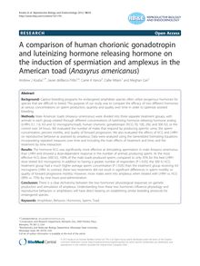 A comparison of human chorionic gonadotropin and luteinizing hormone releasing hormone on the induction of spermiation and amplexus in the American toad (Anaxyrus americanus)