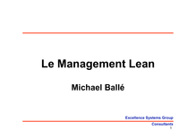 Le management Lean - Michael Ballé