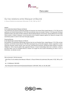 Sur les relations entre Macquer et Baumé - article ; n°292 ; vol.80, pg 65-77