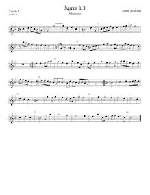 Partition Treble2 viole de gambe, Airs pour 3 violes de gambe (aigu, ténor, basse) par John Jenkins