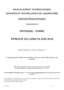 Bac STL 2018 : le sujet de bio physique chimie