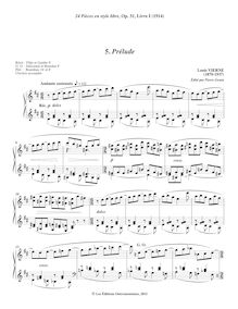 Partition , Prélude, 24 Pièces en style libre pour Orgue ou Harmonium, Op.31