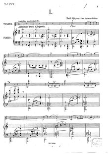 Partition violon et Piano , partie, 2 Lyrische Stücke, Sjögren, Emil par Emil Sjögren