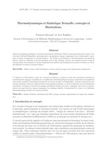 Thermodynamique et Statistique Textuelle: concepts et ...